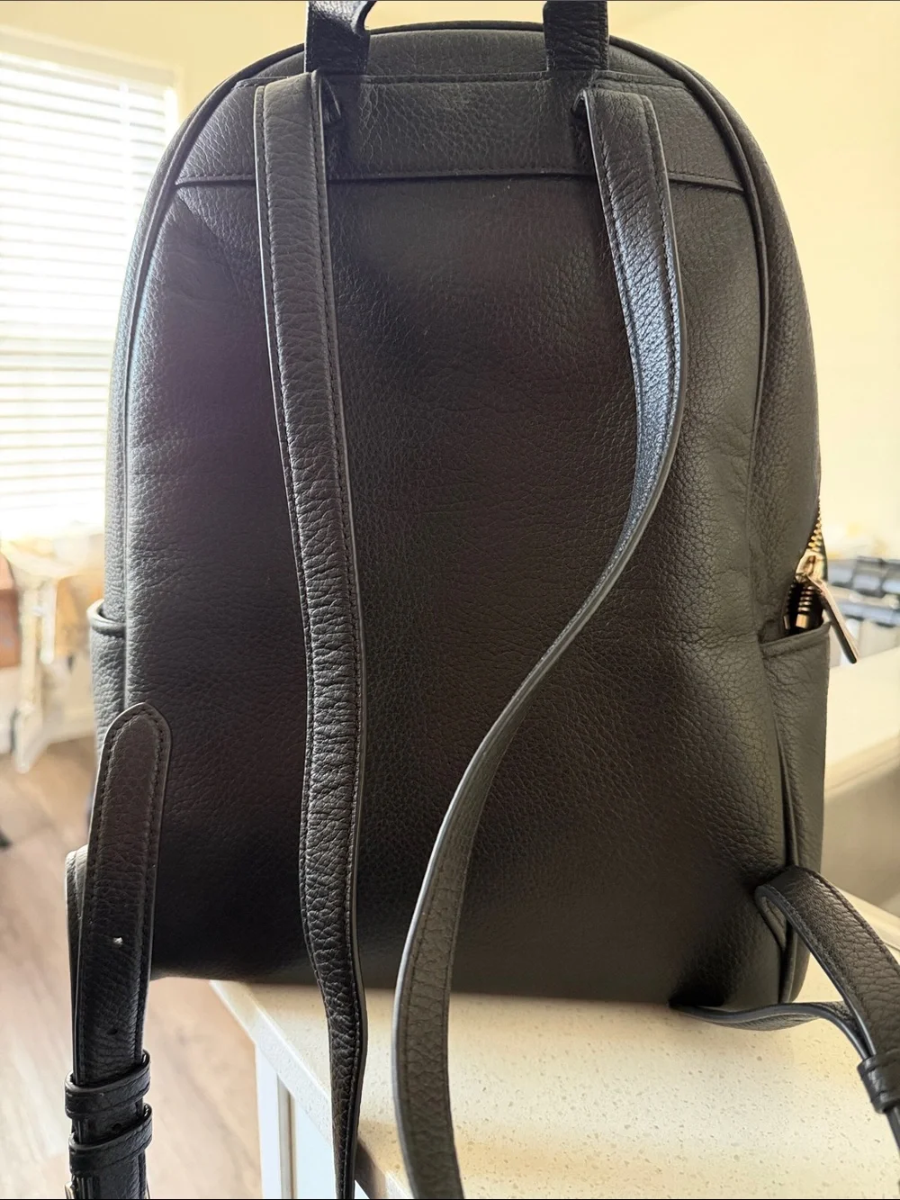 kate spade Black Pebbled Leather Mini Backpack with Gold Hardware